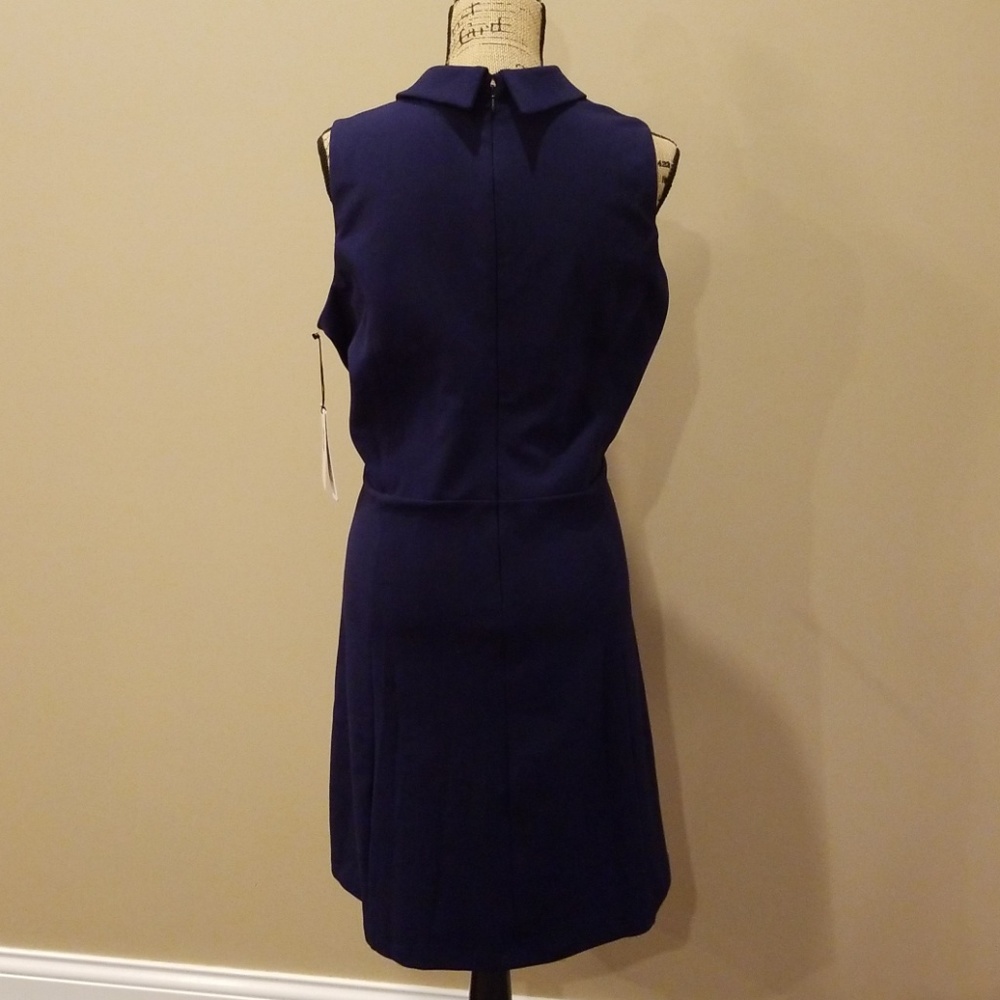 Ivanka Trump navy collars zipper feont eve dress - Picture 3 of 5